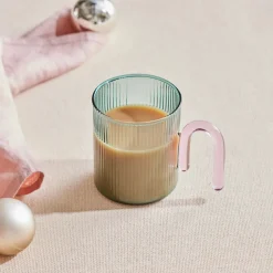 Karaca Miracle Blau Tasse, Rosa Henkel