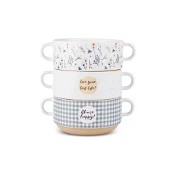 Karaca Monet Flower Suppenschalen-Set, 3-teilig, 460 ml