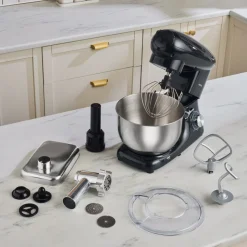 Karaca Multichef Standmixer Shiny Black Küchenchef 1900 W 5,5 l (mit Hackfleisch-/Sucuk-Wurst-/Fleischklößchenaufsatz)