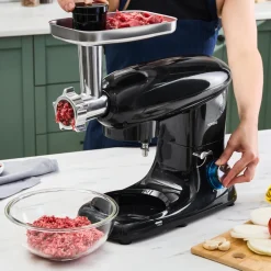 Karaca Multichef Standmixer Shiny Black Küchenchef 1900 W 5,5 l (mit Hackfleisch-/Sucuk-Wurst-/Fleischklößchenaufsatz)