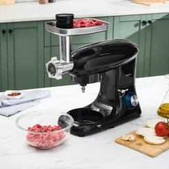 Karaca Multichef Standmixer Shiny Black Küchenchef 1900 W 5,5 l (mit Hackfleisch-/Sucuk-Wurst-/Fleischklößchenaufsatz)