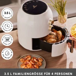 Karaca Multifry Weiß Heißluftfritteuse Ölfreie Fritteuse, 3.5L, 1300W