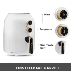 Karaca Multifry Weiß Heißluftfritteuse Ölfreie Fritteuse, 3.5L, 1300W