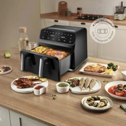 Karaca Multifry XXXL 9 Liter Airfryer Mit Einer Kammer, Trennwand und Glasfenster