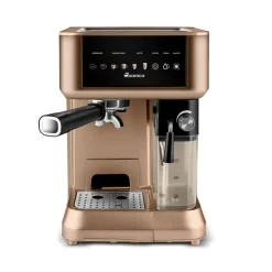 Karaca MyCaffe Barista S10 Automatische Siebträger Maschine mit integriertem Milchbehälter – Walnut Brown