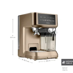 Karaca MyCaffe Barista S10 Automatische Siebträger Maschine mit integriertem Milchbehälter – Walnut Brown