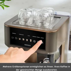 Karaca MyCaffe Barista S10 Automatische Siebträger Maschine mit integriertem Milchbehälter – Walnut Brown