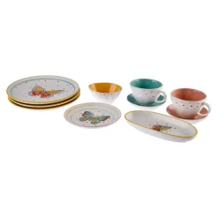 Karaca Nabi für 6 Personen Frühstücksset und Servierschalen, 26 Teilig, New Generation Bone