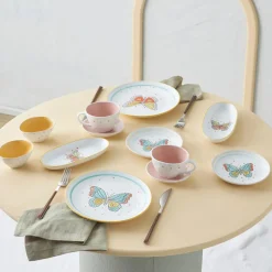 Karaca Nabi für 6 Personen Frühstücksset und Servierschalen, 26 Teilig, New Generation Bone