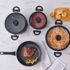 Karaca Nebula, Granit 7-teiliges Kochgeschirr-Set, Induktion, Schwarz