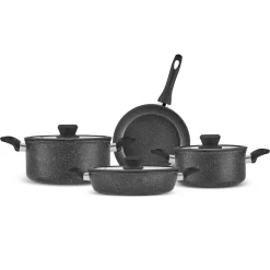 Karaca Nebula, Granit 7-teiliges Kochgeschirr-Set, Induktion, Schwarz