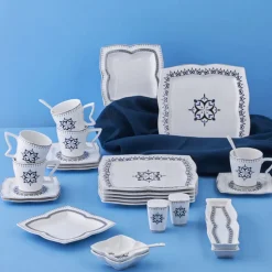 Karaca New Blau 32 Teil 6 Person Porzellan Frühstück/Service Set