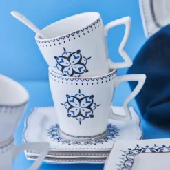 Karaca New Blau 32 Teil 6 Person Porzellan Frühstück/Service Set