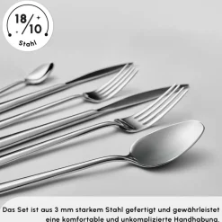 Karaca New Flow 84-teiliges Besteckset für 12 Personen Elegance Mit Box