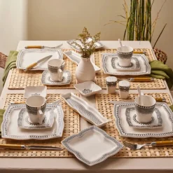 Karaca New Globe Porzellan 32 Teilig 6 Personen Frühstücksset und Servierschalen