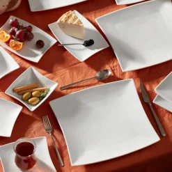 Karaca New Perfect White für 6 Personen Quadrat Frühstücksset und Servierschalen, 26 Teilig