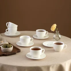 Karaca Nina Embossed Teetassen-Set für 6 Personen, 220 ml