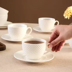 Karaca Nina Embossed Teetassen-Set für 6 Personen, 220 ml