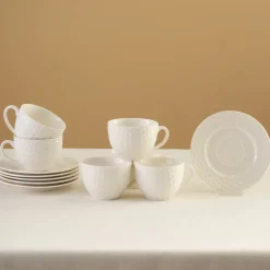 Karaca Nora Embossed Teetassen-Set für 6 Personen, 220 ml
