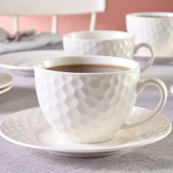 Karaca Nora Embossed Teetassen-Set für 6 Personen, 220 ml
