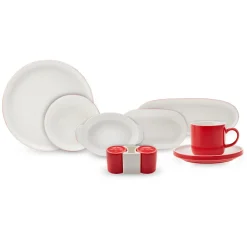 Karaca Nordic für 6 Personen Frühstücksset und Servierschalen, 27 Teilig, Rot