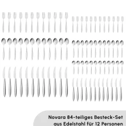 Karaca Novara Elegance Besteckset für 12 Personen, 84 Teilig