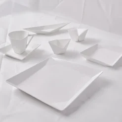Karaca Origami für 6 Personen Quadrat Frühstücksset und Servierschalen, 26 Teilig, Porzellan