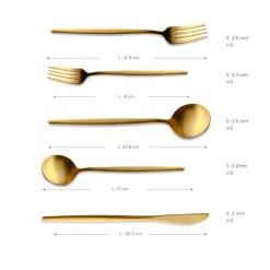 Karaca Orion Matte Gold 12-Personen 60-Teiliges Besteckset
