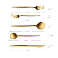 Karaca Orion Mattgold 30-teiliges Besteckset für 6 Personen