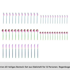 Karaca Orion Rainbow 12-Personen 60-Teiliges Besteckset