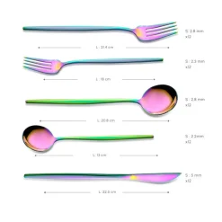 Karaca Orion Rainbow 12-Personen 60-Teiliges Besteckset