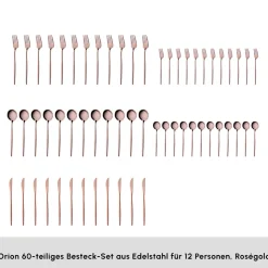 Karaca Orion Rosegold 60-teiliges Besteckset für 12 Personen