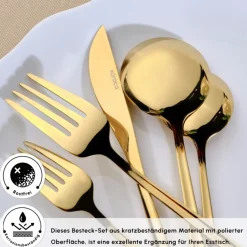 Karaca Orion Shiny Gold 12-Personen 60-Teiliges Besteckset