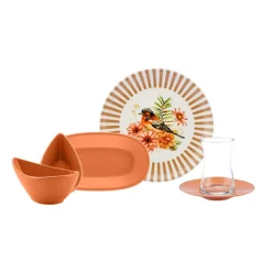 Karaca Pajaro 26-teiliges Frühstücksset und Servierschalen für 6 Personen
