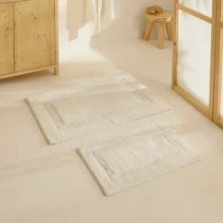 Karaca Pauline Badvorleger-Set, 60 × 90 cm + 40 × 60 cm, Offwhite