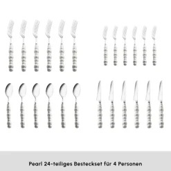 Karaca Pearl 24-teiliges Besteckset Für 6 Personen, Silber
