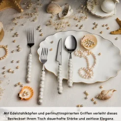 Karaca Pearl 24-teiliges Besteckset Für 6 Personen, Silber