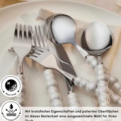 Karaca Pearl 24-teiliges Besteckset Für 6 Personen, Silber