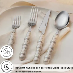 Karaca Pearl 24-teiliges Besteckset Für 6 Personen, Silber