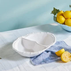 Karaca Perla Melamin Snackschale mit Fächern Oval 33 cm Weiß