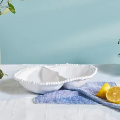 Karaca Perla Melamin Snackschale mit Fächern Oval 33 cm Weiß