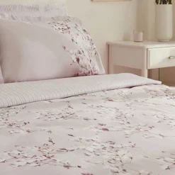 Karaca Pesla Bettwäsche-Set aus 100 % Baumwoll-Satin, Doppelbett, Rosa