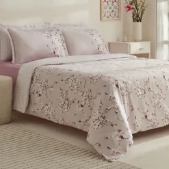 Karaca Pesla Bettwäsche-Set aus 100 % Baumwoll-Satin, Einzelbett, Rosa