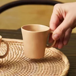 Karaca Pisa Stoneware Espresso Türkische Kaffeetasse Set für 4 Personen, 4 Teilig, Braun