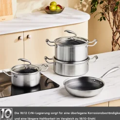 Karaca 5Ply PowerSteel 316+ Kochtopf Set, 7 Teilig