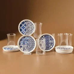 Karaca Portela 12-teiliges Türkisches Teeset aus Bone China für 6 Personen, 170 ml, Mehrfarbig