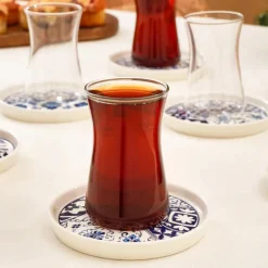 Karaca Portela 12-teiliges Türkisches Teeset aus Bone China für 6 Personen, 170 ml, Mehrfarbig