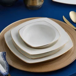 Karaca Red Carpet Collection Chiara Fine Cream 12 Personen Geshirrset, 60 Teilig, Porzellan, Gold