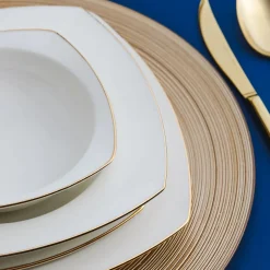 Karaca Red Carpet Collection Chiara Fine Cream 12 Personen Geshirrset, 60 Teilig, Porzellan, Gold