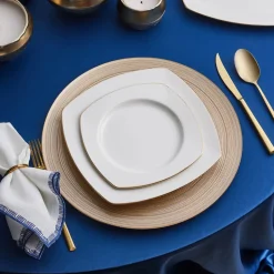 Karaca Red Carpet Collection Chiara Fine Cream 12 Personen Geshirrset, 60 Teilig, Porzellan, Gold